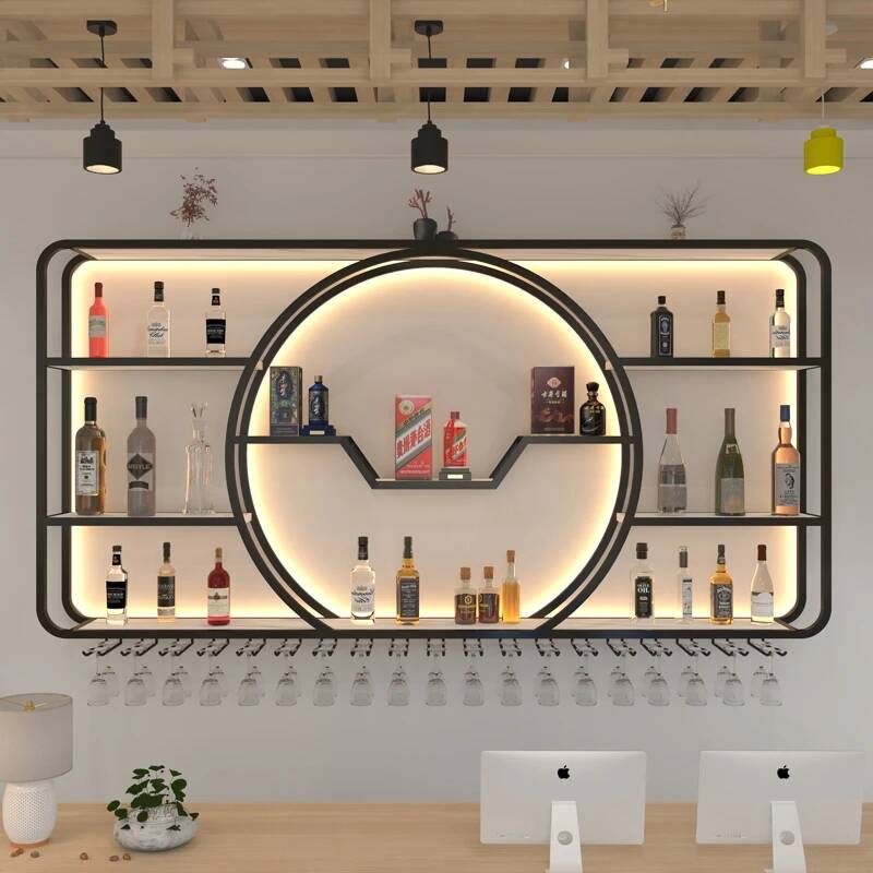 Home Bar Shelves - خزانة عرض نبيذ للنوادي الليلية، أرفف