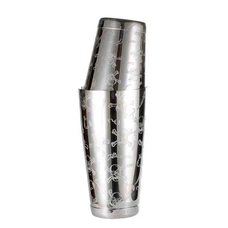 Boston Shaker Set - 500 مللي/800 مللي النقش الجمجمة كوكتيل