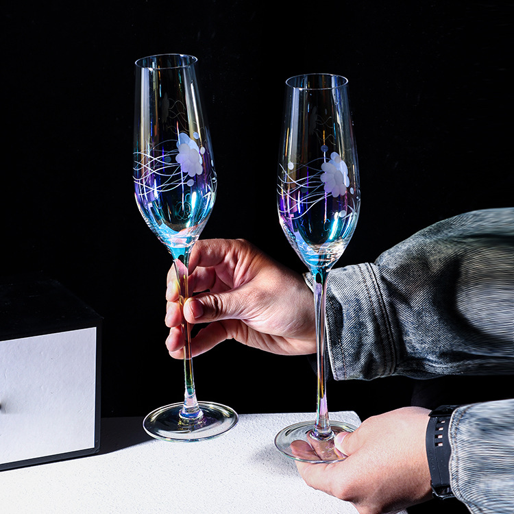 Highball Glass Set - الشمال نمط ملون محفورة كؤوس الشمبانيا