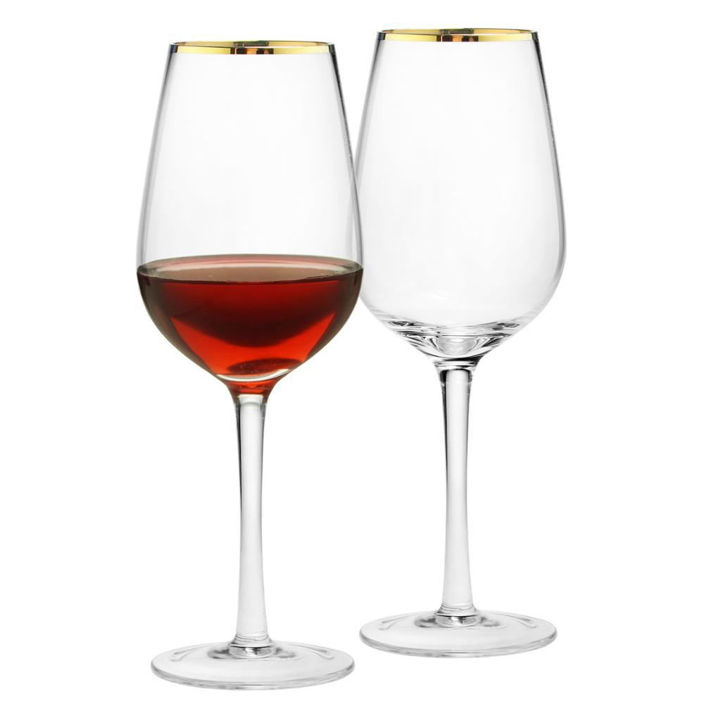 Highball Glass Set - مجموعة أكواب زجاجية بحواف ذهبية للنبيذ