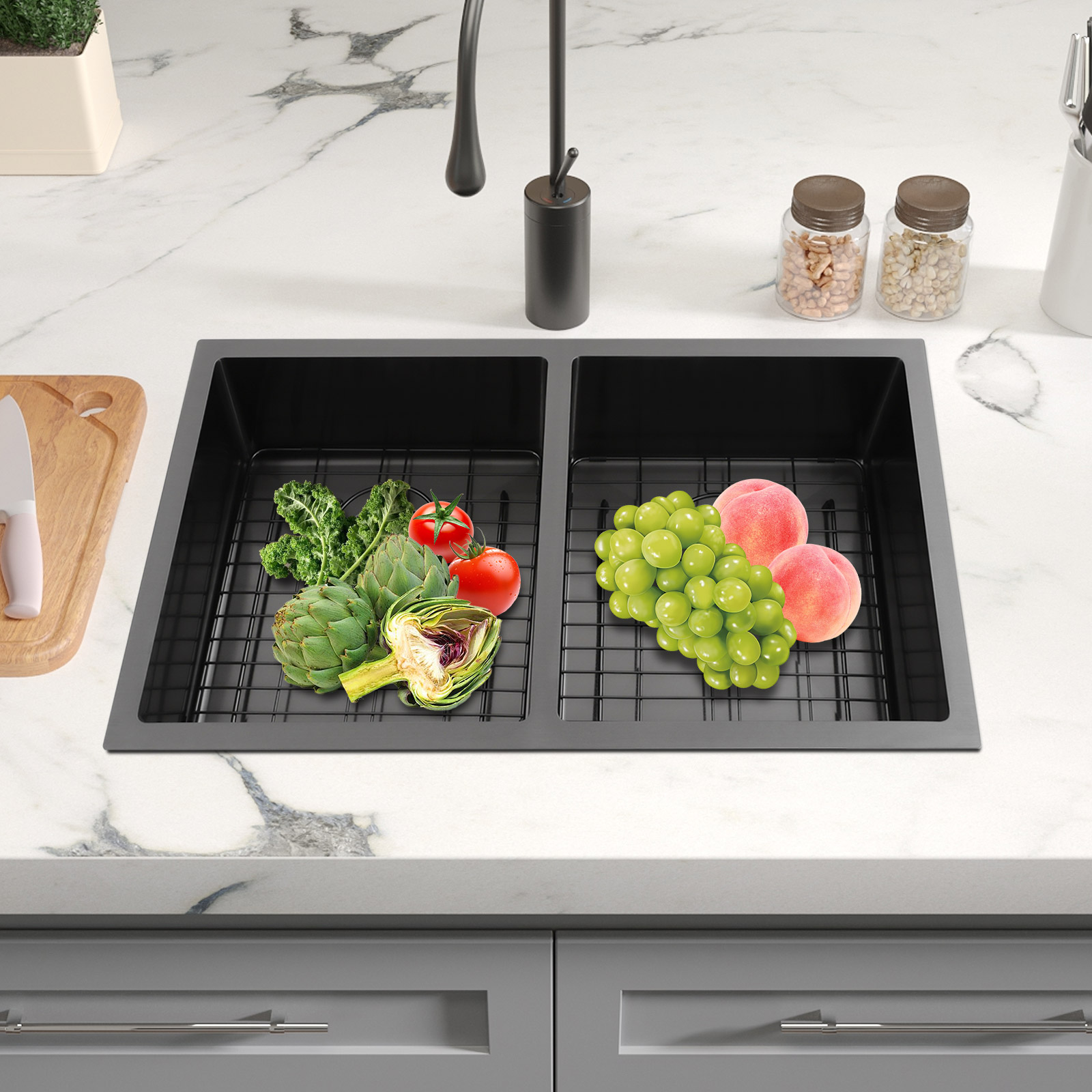 Home Bar Sink - حوض مطبخ مزدوج الأحواض، عالي الأداء