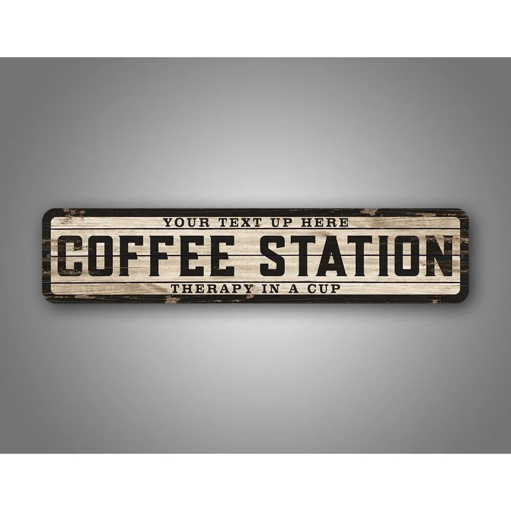 Home Bar And Coffee - لافتة خشبية مخصصة بشعار نصي 4×16