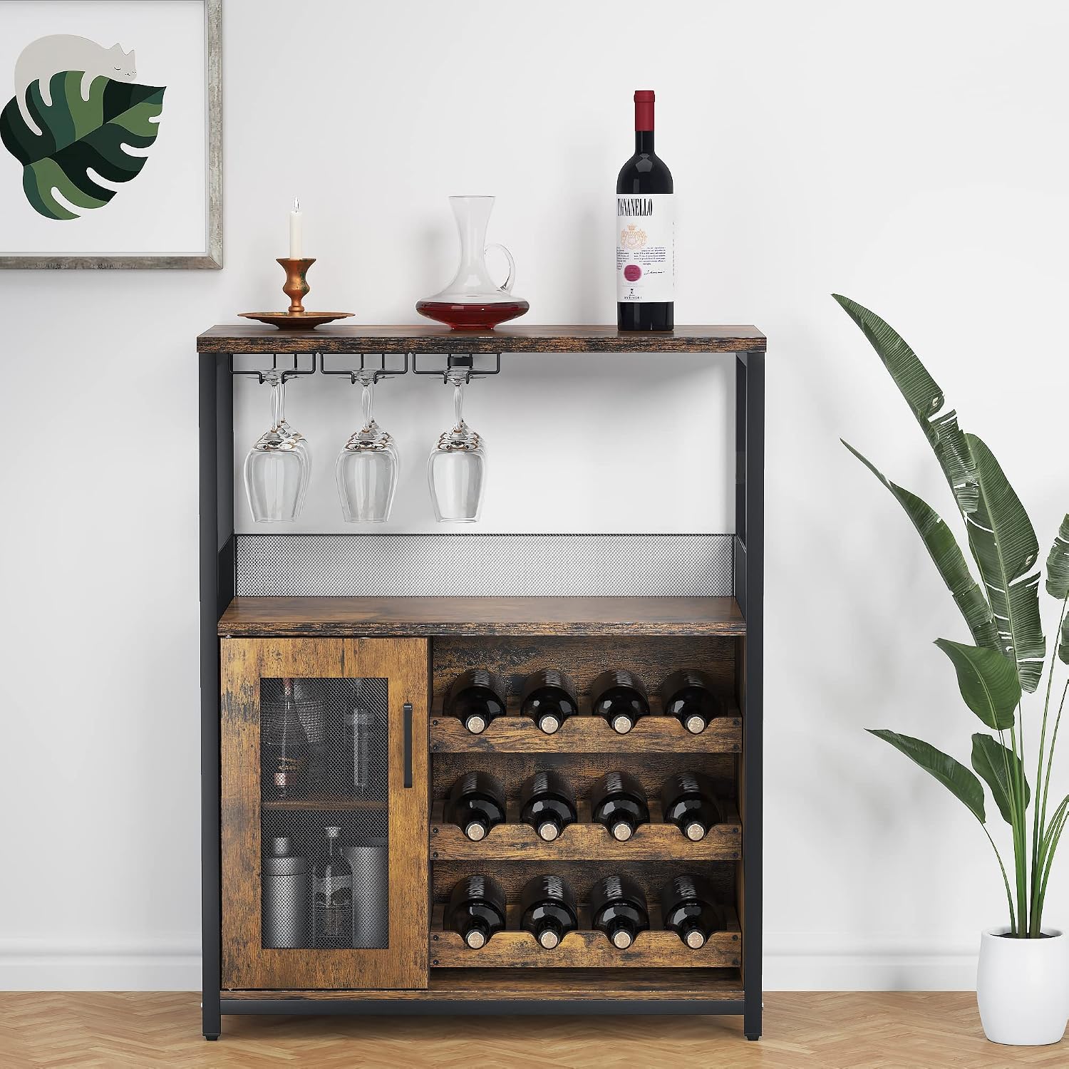 Home Bar Shelves - خزانة بار حديثة بطول 36 بوصة