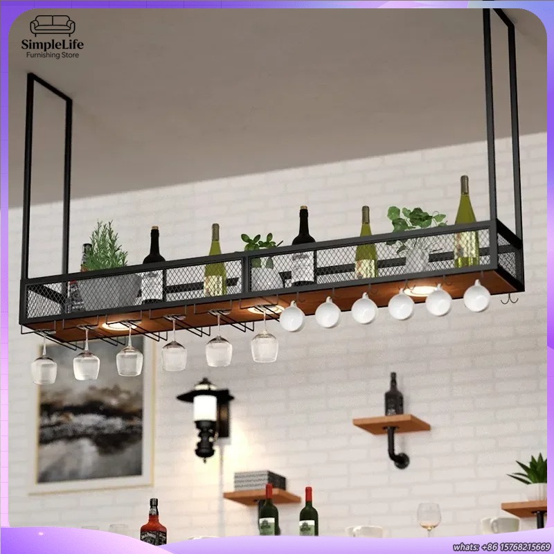 Home Bar Shelves - خزانة بار مفتوحة لحفظ النبيذ مع