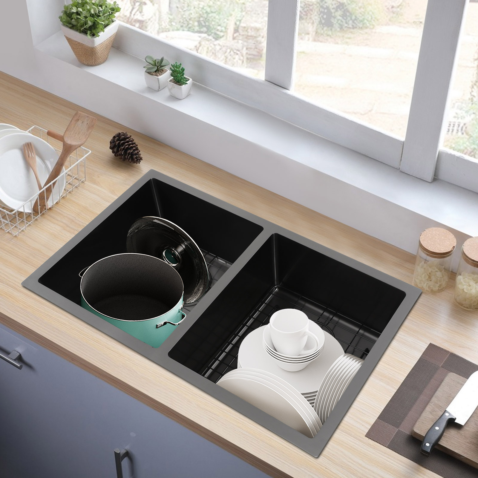حوض مطبخ مزدوج الأحواض، عالي ا - مراجعة Home Bar Sink وسعره