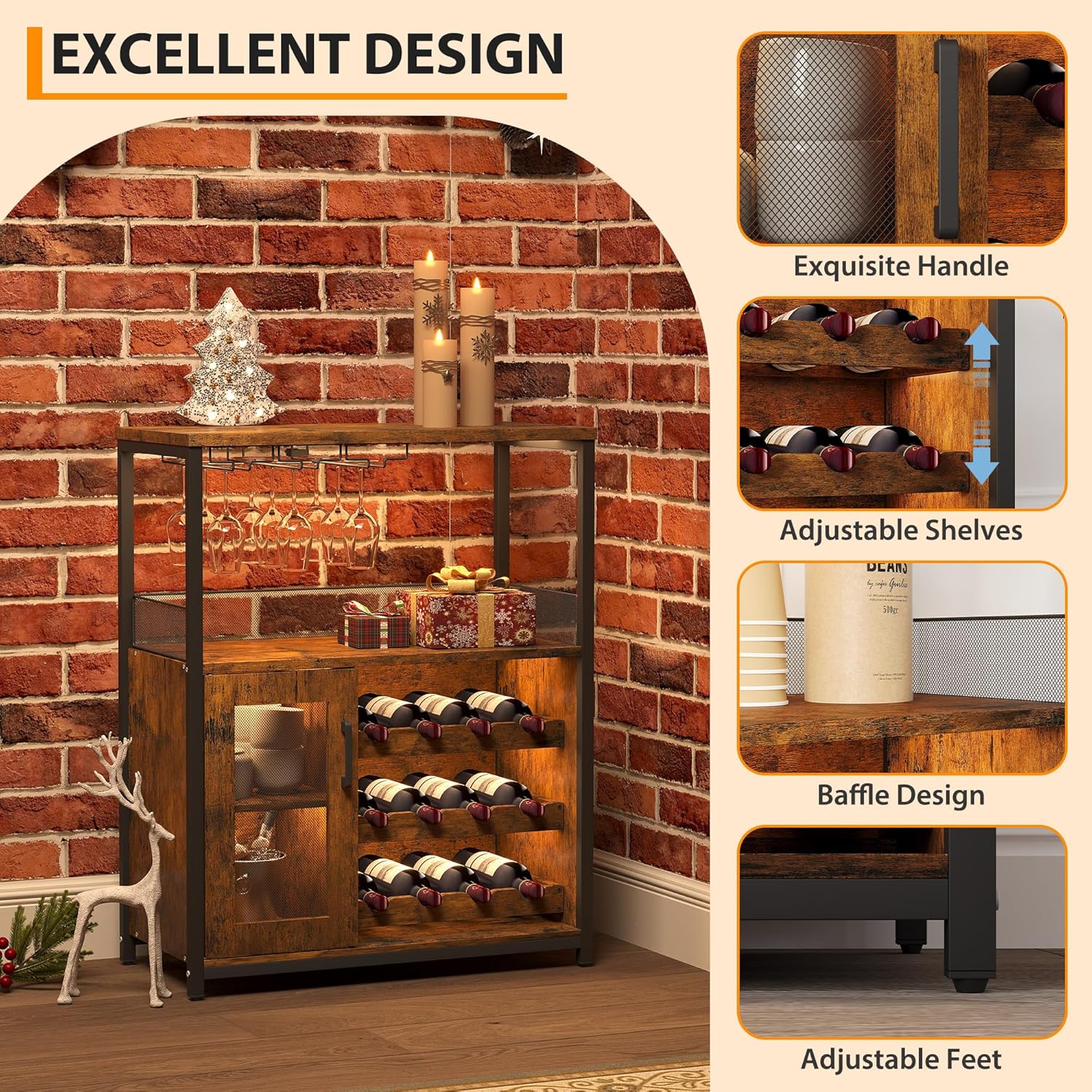 خزانة بار حديثة بطول 36 بوصة ب - مراجعة Home Bar Shelves وسعره