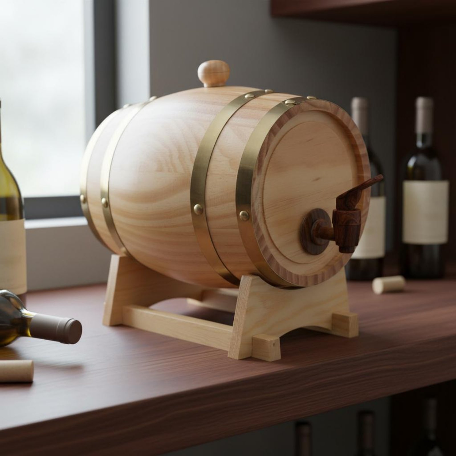 برميل خشب التنوب مع صنبور مقاو - مراجعة Home Bar Stand وسعره