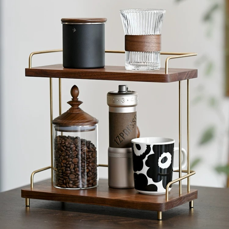 منظم أكواب من خشب الجوز الأسود - مراجعة Home Bar Shelves وسعره