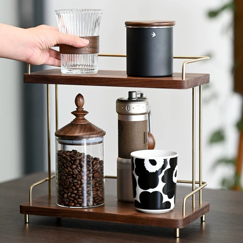 منظم أكواب من خشب الجوز الأسود - مراجعة Home Bar Shelves وسعره
