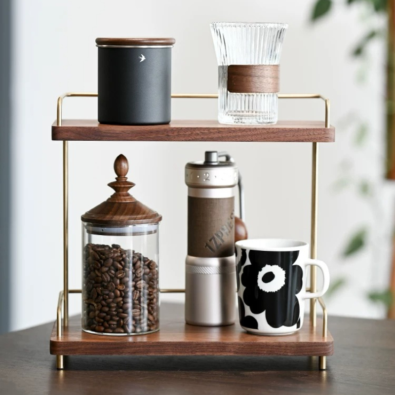 منظم أكواب من خشب الجوز الأسود - مراجعة Home Bar Shelves وسعره