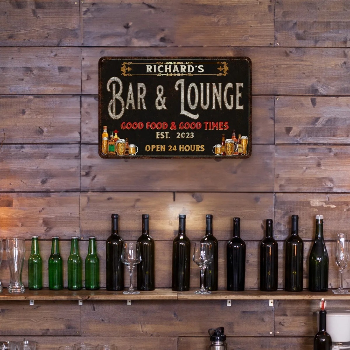 لافتة معدنية مخصصة للبار والصا - مراجعة Home Bar Lounge وسعره