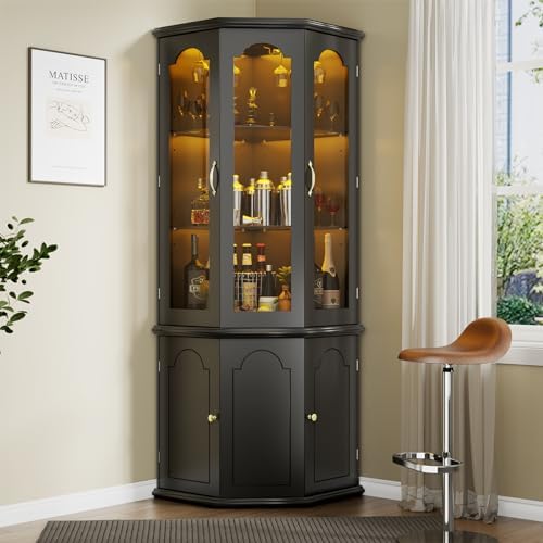 خزانة بار زاوية مع إضاءة LED،  - مراجعة Home Bar Shelves وسعره