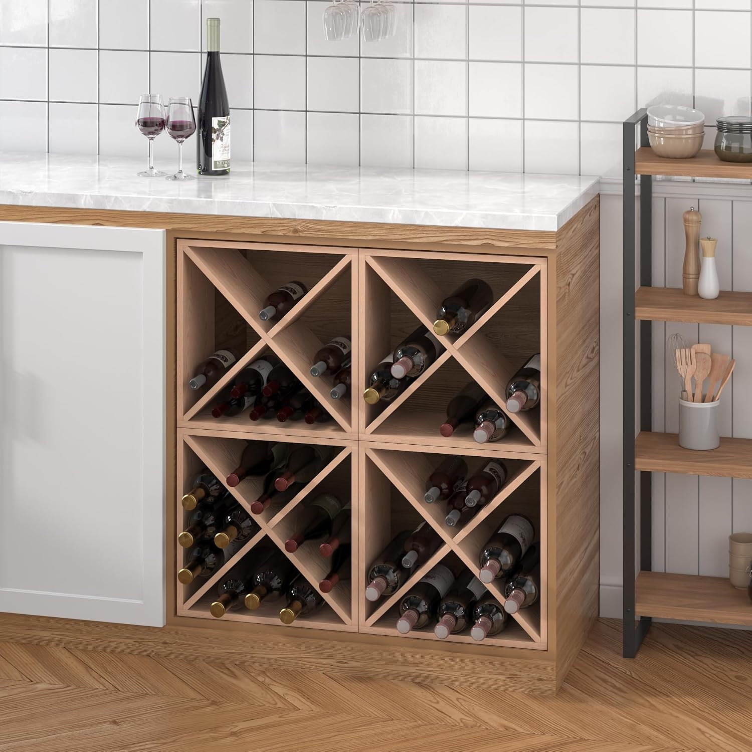 رف نبيذ بسعة 96 زجاجة، وحدة تخ - مراجعة Home Bar Shelves وسعره