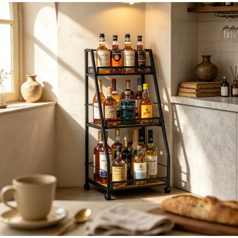 رف نبيذ ثلاثي الطبقات على شكل  - مراجعة Home Bar Shelves وسعره