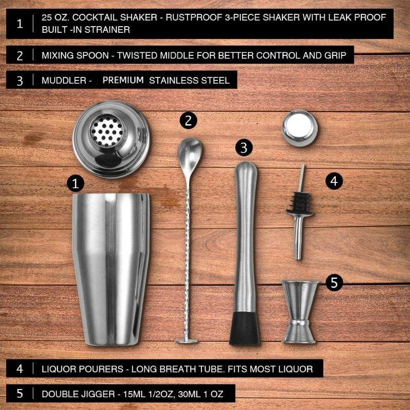 طقم خلط المشروبات من الفولاذ ا - مراجعة Boston Shaker Set وسعره